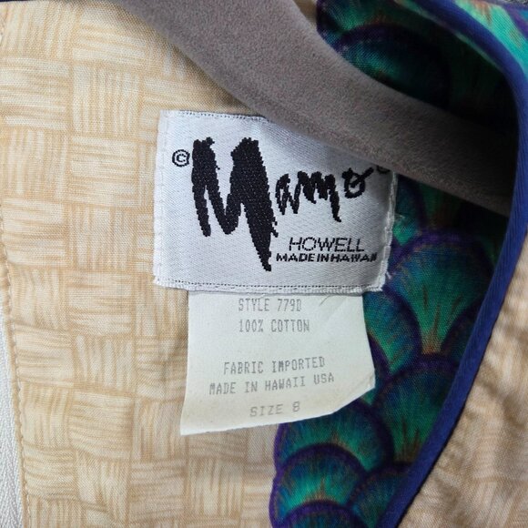 Vintage MAMO HOWELL Hawaiian Aloha Tropical Maxi Muumuu Dress Peacock Fringe 8 - Picture 11 of 15